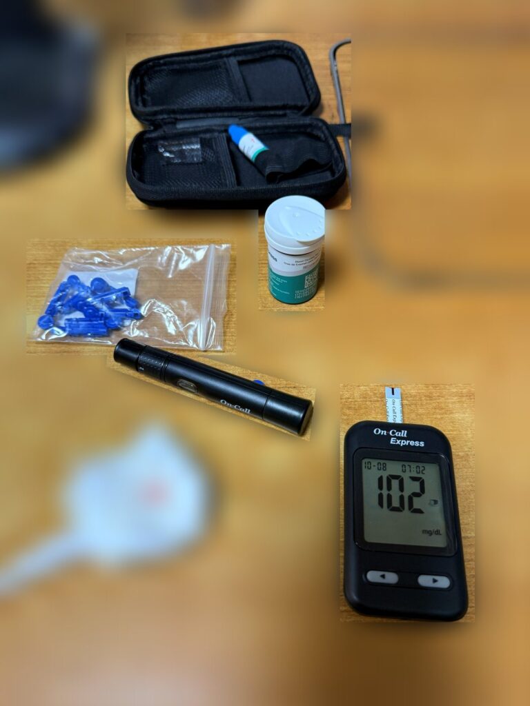朝一番の空腹時に測った血糖値102mg/dLの表示